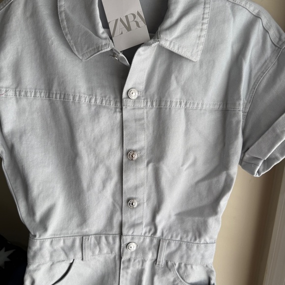ZARA Denim Romper XS | Light Wash Utility Style NWT - Picture 9 of 13